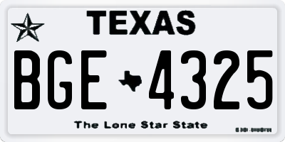 TX license plate BGE4325