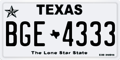 TX license plate BGE4333