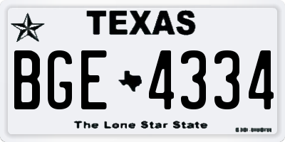 TX license plate BGE4334