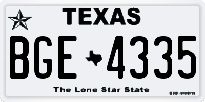 TX license plate BGE4335
