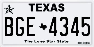 TX license plate BGE4345