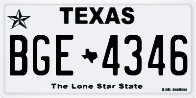 TX license plate BGE4346