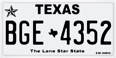 TX license plate BGE4352