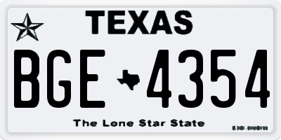 TX license plate BGE4354