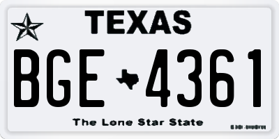 TX license plate BGE4361