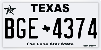 TX license plate BGE4374