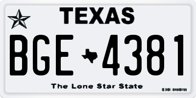 TX license plate BGE4381