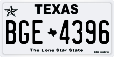 TX license plate BGE4396