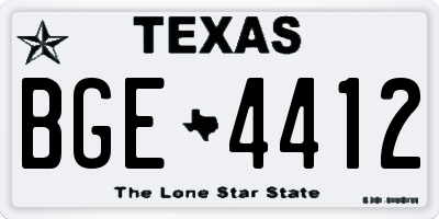 TX license plate BGE4412
