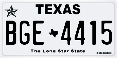 TX license plate BGE4415