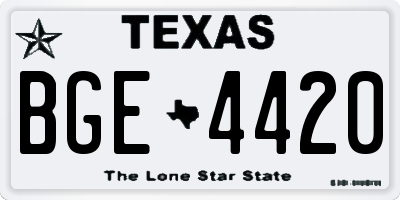 TX license plate BGE4420
