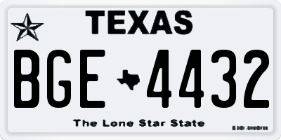 TX license plate BGE4432