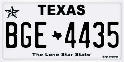 TX license plate BGE4435