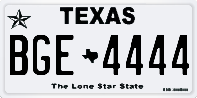 TX license plate BGE4444