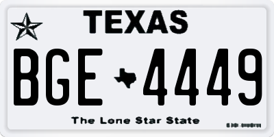 TX license plate BGE4449