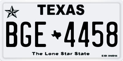 TX license plate BGE4458