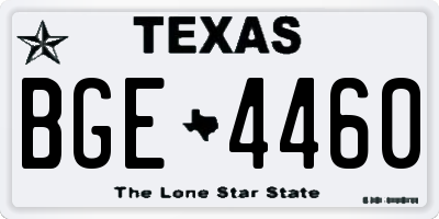 TX license plate BGE4460