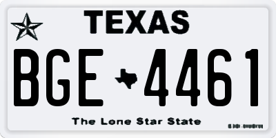 TX license plate BGE4461