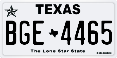 TX license plate BGE4465