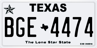 TX license plate BGE4474