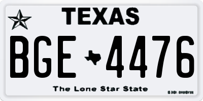 TX license plate BGE4476