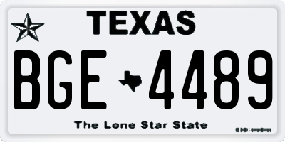 TX license plate BGE4489