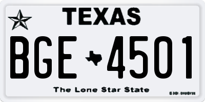 TX license plate BGE4501