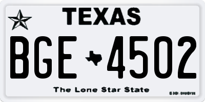 TX license plate BGE4502
