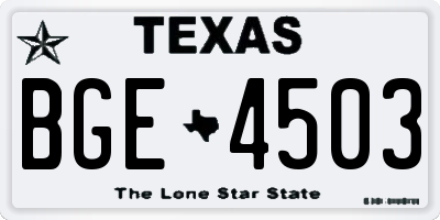 TX license plate BGE4503