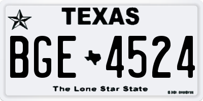 TX license plate BGE4524