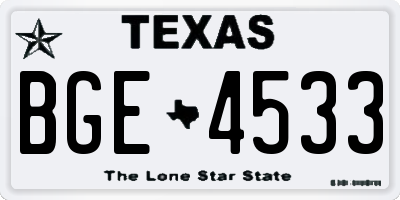 TX license plate BGE4533