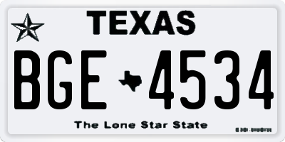 TX license plate BGE4534