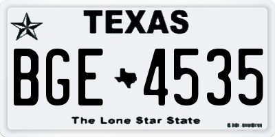 TX license plate BGE4535