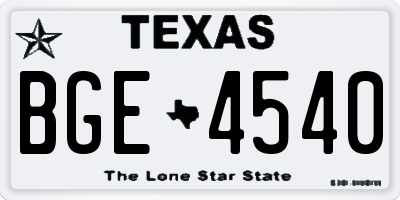 TX license plate BGE4540