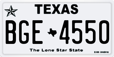 TX license plate BGE4550