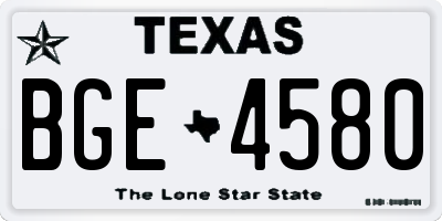 TX license plate BGE4580