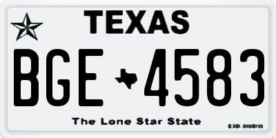 TX license plate BGE4583