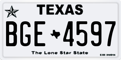 TX license plate BGE4597