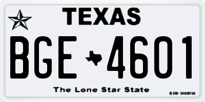 TX license plate BGE4601