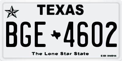 TX license plate BGE4602
