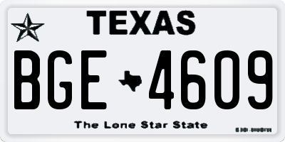 TX license plate BGE4609
