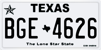 TX license plate BGE4626