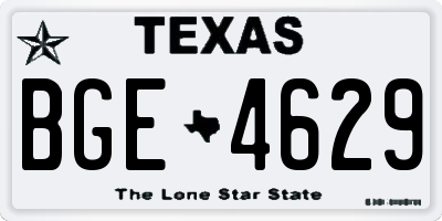 TX license plate BGE4629