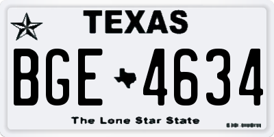 TX license plate BGE4634