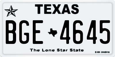 TX license plate BGE4645