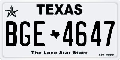 TX license plate BGE4647