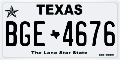 TX license plate BGE4676