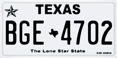 TX license plate BGE4702