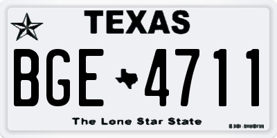 TX license plate BGE4711