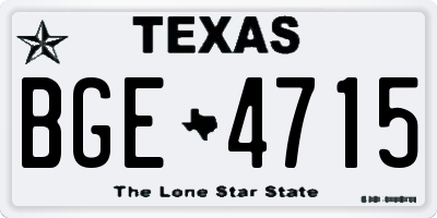 TX license plate BGE4715